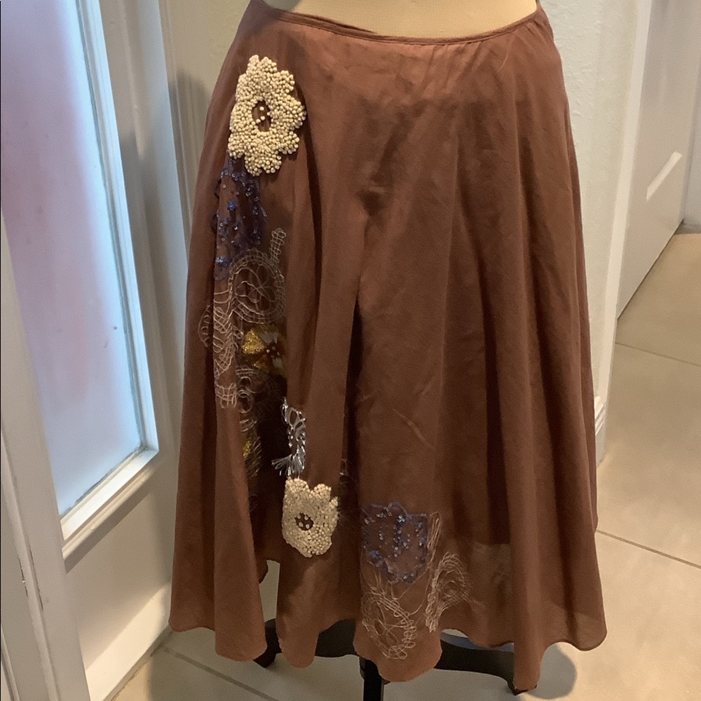 Anthropology Future Paradise Embellished Skirt